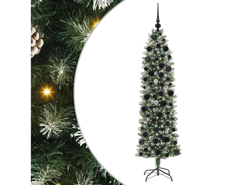  Sapin de noël, arbre de noël artificiel slim vert et blanc 180 cm cf61702  - Conforama A