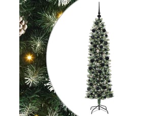 Sapin de noël, arbre de noël artificiel slim vert et blanc 180 cm cf61702
