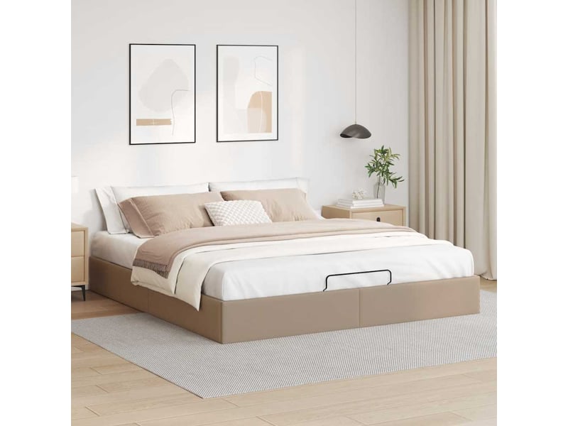  Lit adulte, lit double, cadre de lit ottoman sans matelas cappuccino 200x200cm cf10367  - Conforama C