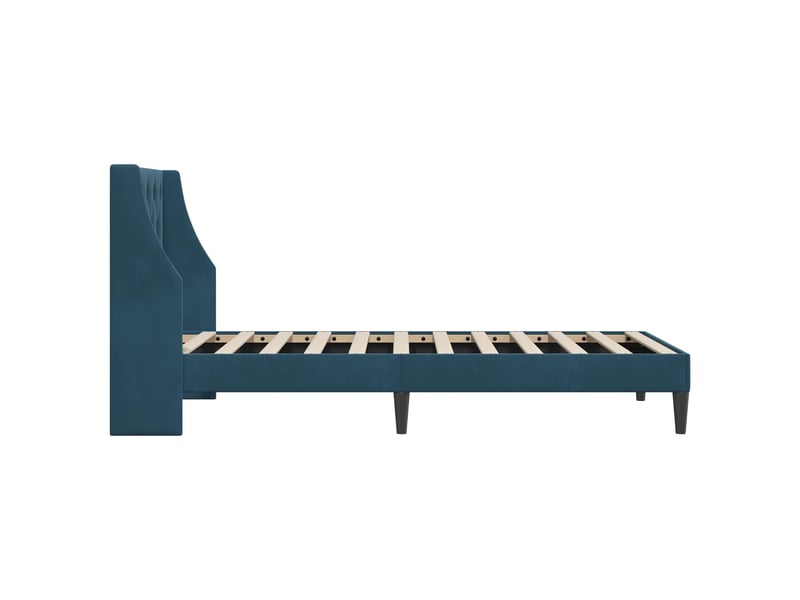  Lit simple- lit adulte -  cadre de lit avec tête de lit bleu 80 x 200 cm velours  - Conforama D