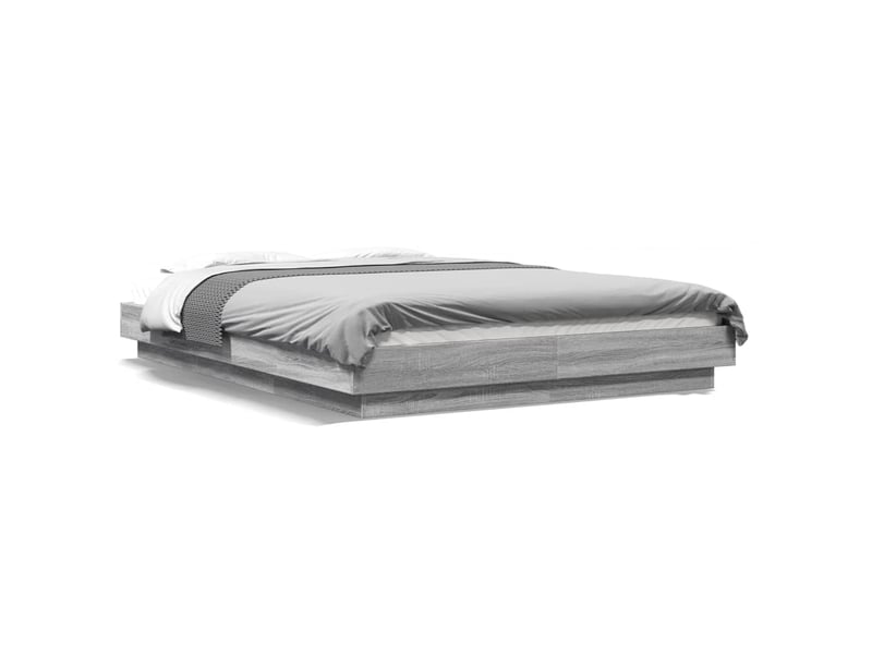 Lit double- lit adulte - cadre de lit et lumières led sans matelas sonoma gris 120x200cm - Conforama A