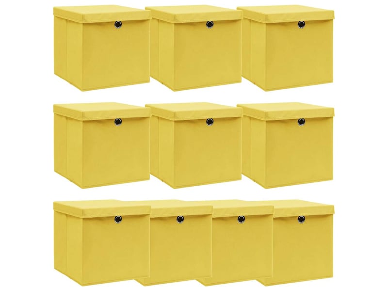  Boîtes de rangement et couvercles 10 pcs jaune 32x32x32cm tissu  - Conforama B