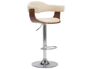 Lot de 2 tabouret de bar, chaise de bar crème bois courbé et similicuir shl85170