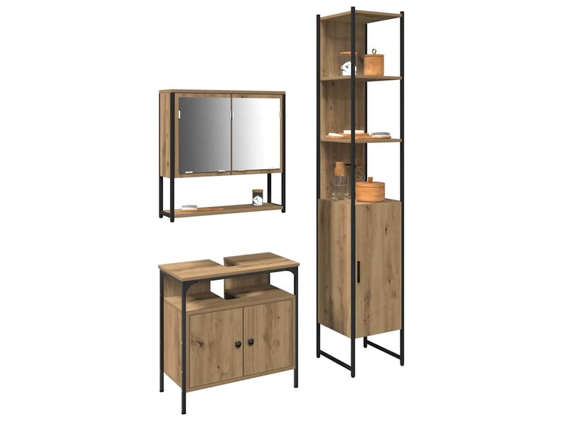 Ensemble de mobilier de salle de bain 3 pc chêne artisanal cf64285 - Conforama C
