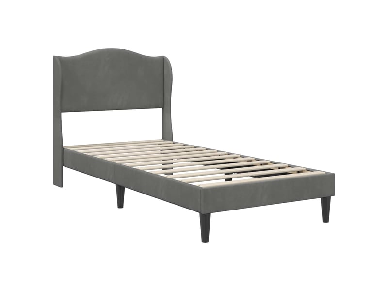  Lit simple- lit adulte -  cadre de lit avec tête de lit gris foncé 80 x 200 cm velours  - Conforama B