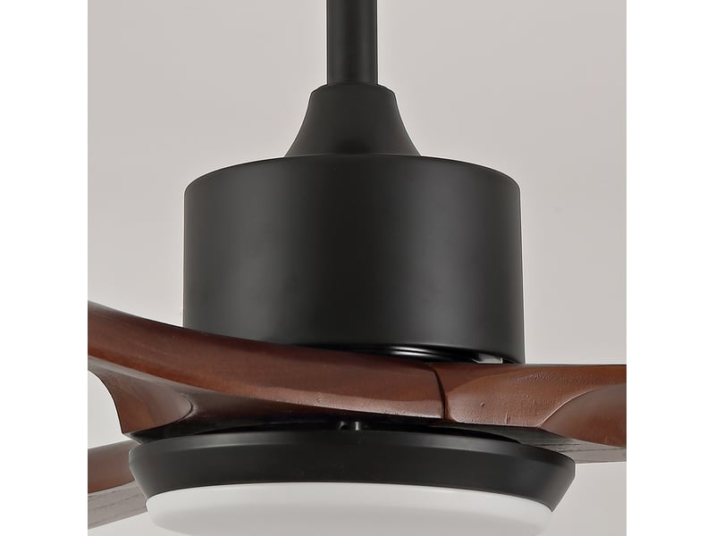  Ventilateur de plafond 70 pouces à led, 3 pales en bois noir et bois foncé, moteur dc silencieux à 6 vitesses  - Conforama D