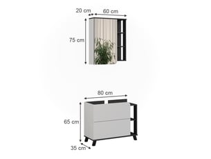Vicco meubles bain, blancanthracite, 2 pièces