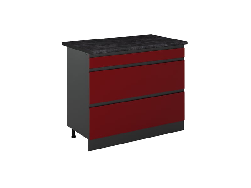  Vicco meuble cuisine, rougeanthracite, 100cm plan de travail anthracite  - Conforama A