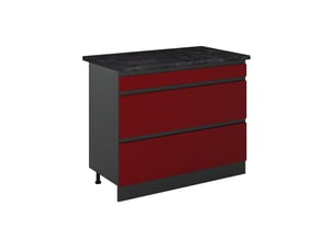 Vicco meuble cuisine, rougeanthracite, 100cm plan de travail anthracite