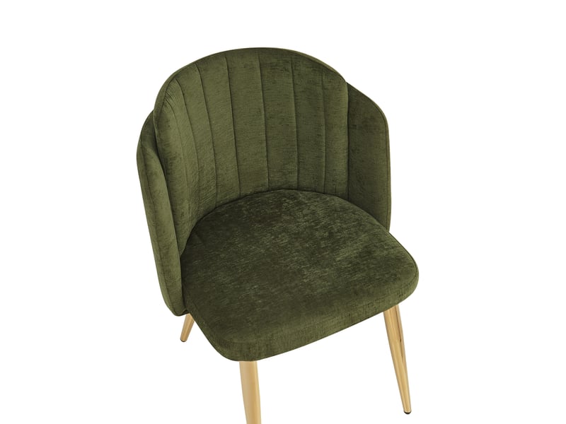  Lot de 6 chaises de salle à manger 58,5x62x78 cm, dossier incurvé, patins réglables, polyester fer, vert et doré  - Conforama D