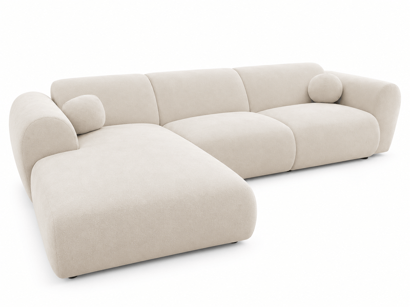  Canapé d'angle arrondi velours écru cloud bis - angle gauche  - Conforama A