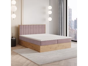 Lit avec rangement 180x200 cm <strong>MASSENO</strong> <strong></strong> coloris rose