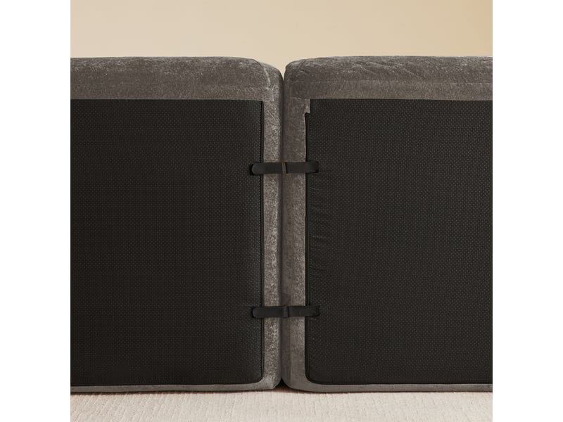  Canapé modulable 3 places sans dossier en tissu chenille taupe, grand salon moderne antidérapant 281x95x76 cm  - Conforama W