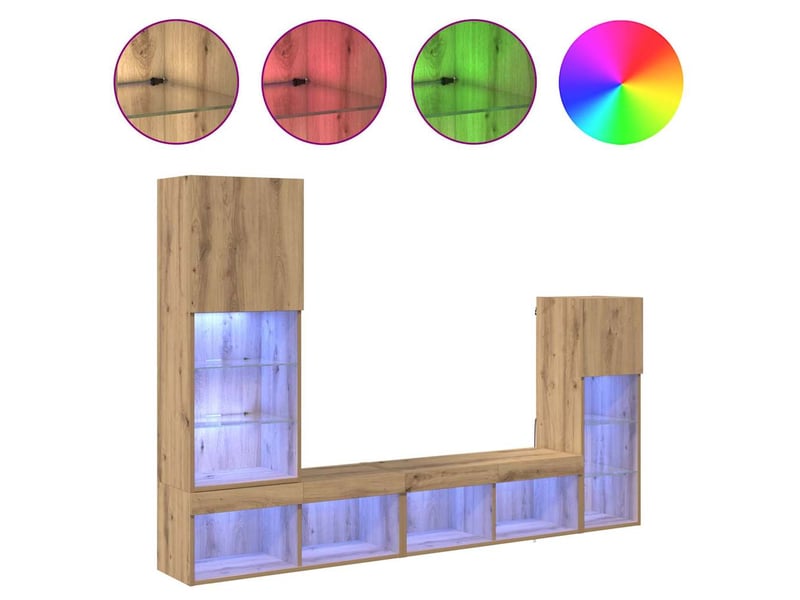  Lot de 4 meuble tv mural, meuble tv suspendu chêne artisanal bois d'ingénierie shl32824  - Conforama D