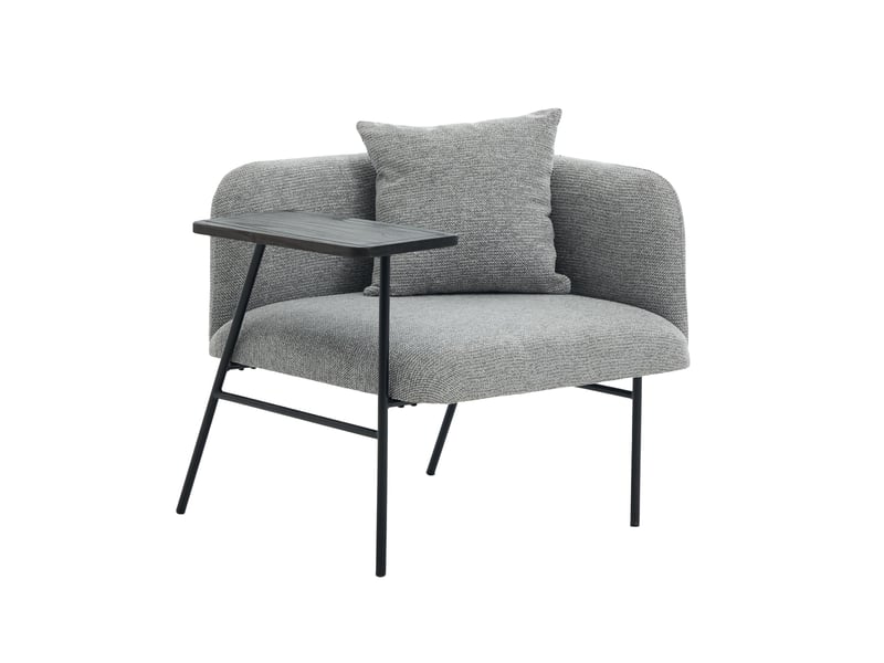  Fauteuil de relaxation,86x72x71 cm,avec table d’appoint et rangements,chenille,gris  - Conforama D