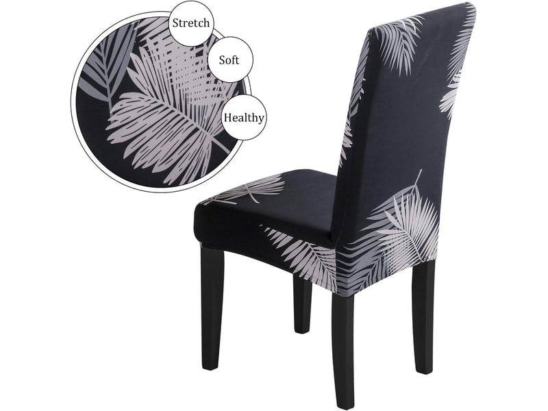  Housse de chaise élastique et rétractable pour restaurants, maisons, hôtels, mariages et conférences feuille de palmier grise, 4 XLH-ZLS-009377MF - Conforama D
