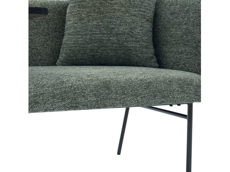  Fauteuil avec table d'appoint intégrée, poches de rangement et coussins, en chenille vert émeraude  - Conforama E