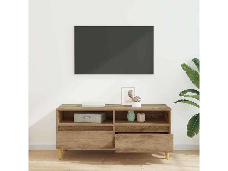  Meuble tv - banc tv - meuble de rangement 100 x 34,5 x 44,5 cm chêne artisanal  - Conforama D