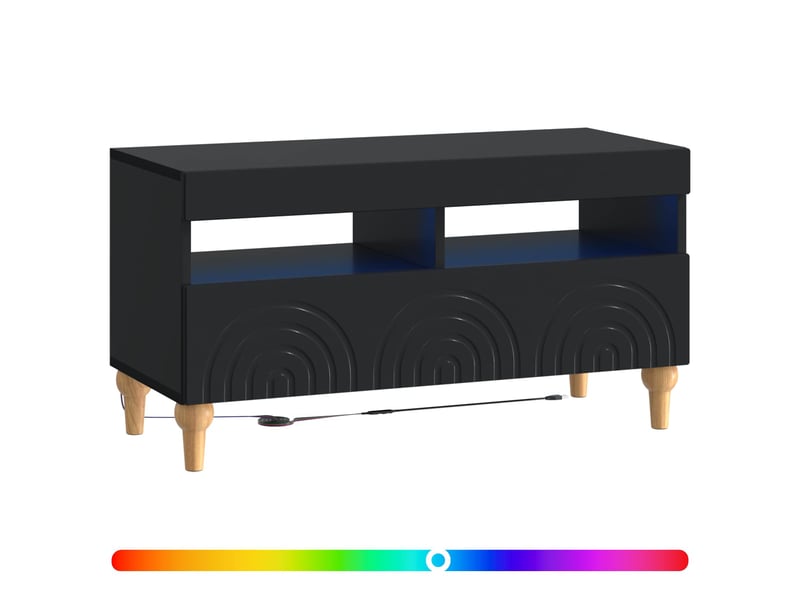  Meuble tv - banc tv - meuble de rangement led noir bois d'ingénierie  - Conforama C