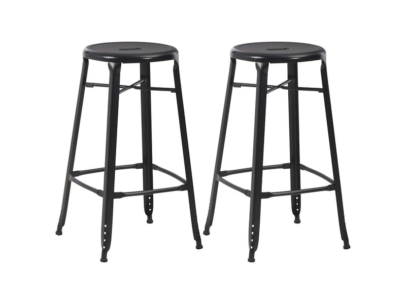  Lot de 2 tabouret de bar, chaise de bar noir acier  - Conforama B