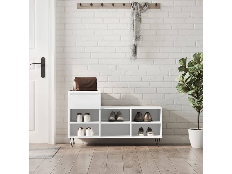  Meuble à chaussure | armoire à chaussures blanc 102x36x60 cm bois d'ingénierie shl3343  - Conforama B