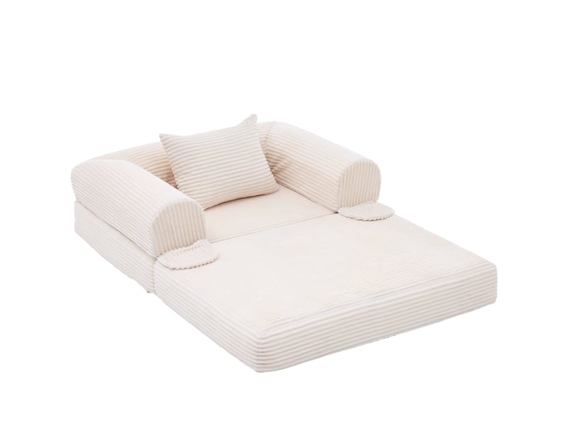  Canapé convertible 1 place 2 en 1, pliable en lit d’appoint, gain de place, sans montage, avec coussin, mousse haute densité et velours côtelé  - Conforama A