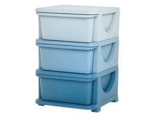 Organisateur de jouets pour enfants avec tiroirs à 3 niveaux, boîtes de rangement en plastique, 37 x 37 x 56,5 cm, bleu