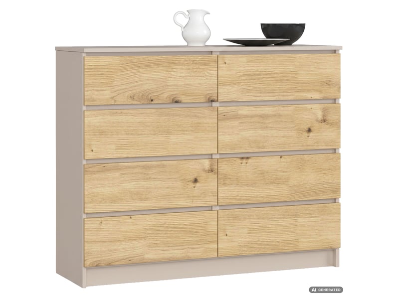  Commode k120 cachemire 120 cm 8 tiroirs couleur chêne artisan mat 120x40x99 cm Commode K120 - Conforama A