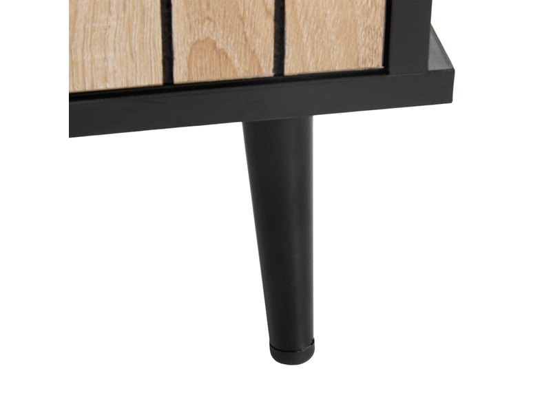 Meuble buffet large 160x40x80 cm, 4 portes coulissantes et 1 tiroir, design contemporain noir et naturel - Conforama D