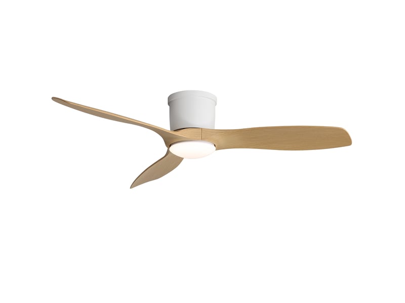 Ventilateur de plafond - avec télécommande et éclairage led et moteur réversible - abs - blanc - 132 x 132 x 22.9 cm - installation au plafond - salon et chambre EU-KBS-52K109-WH-DC-QMW - Conforama A