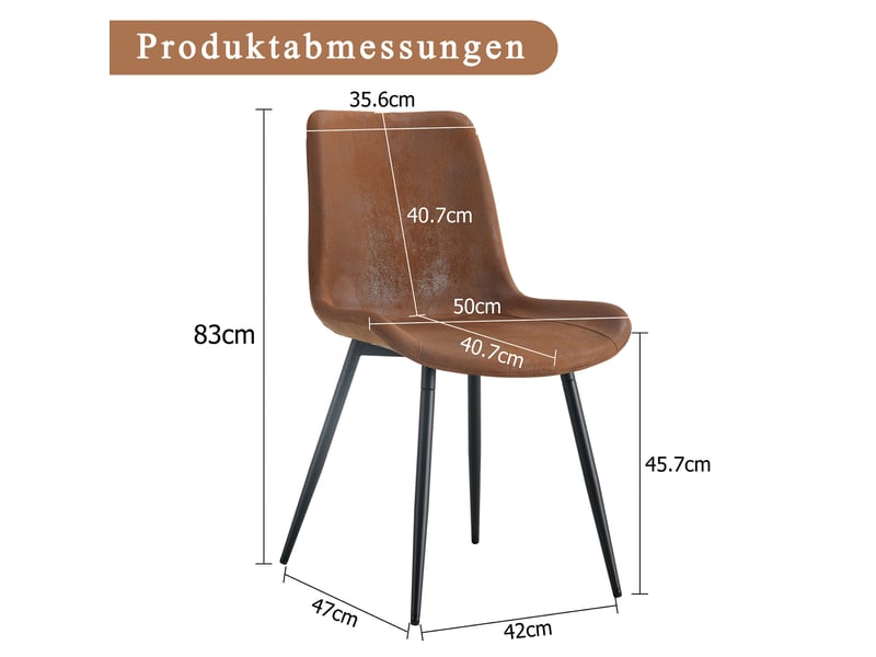  Lot de 4 chaises de salle à manger,50x47x83 cm,tissu technique,marron et noir  - Conforama C