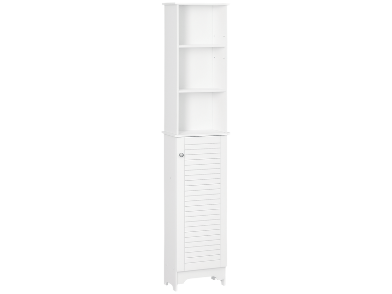 Meuble colonne salle de bain 3 niches placard persienne porte 3 étagères mdf panneaux de particules blanc - Conforama B