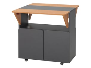 Table pliante gain de place pour 4 personnes maximum, avec 4 roulettes, étagère dissimulée et placard à portes, 70 x 83 x 75 cm