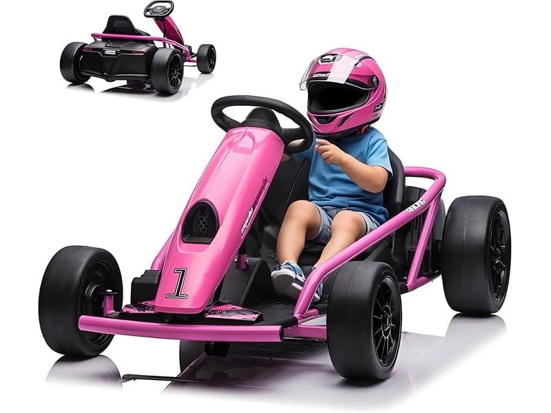  Kart électrique pour enfant 24 v, mode dérive, 2x300 w, siège réglable, mp3, 70 kg – rose PTO_0YXZP3NJ - Conforama A