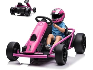 Kart électrique pour enfant 24 v, mode dérive, 2x300 w, siège réglable, mp3, 70 kg – rose