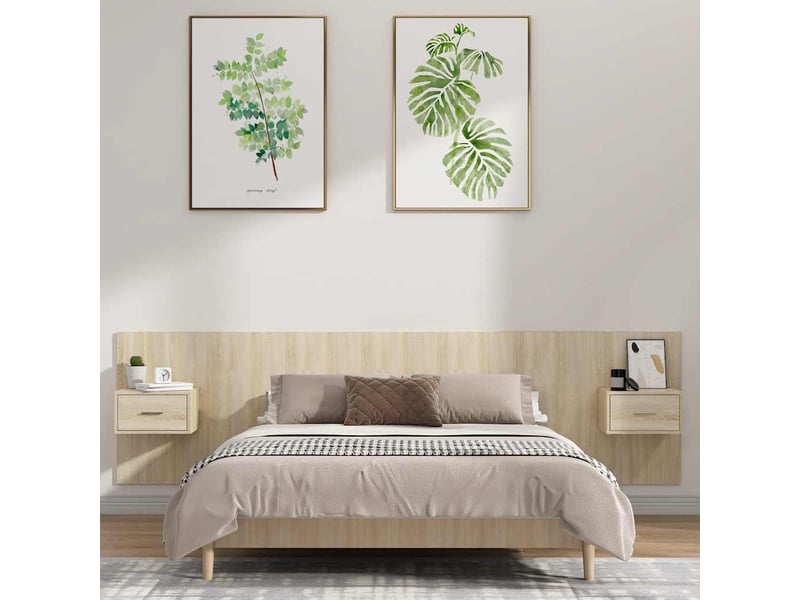  Tête de lit - armoire de tête de lit - avec chevets chêne sonoma bois d'ingénierie fr10679  - Conforama B