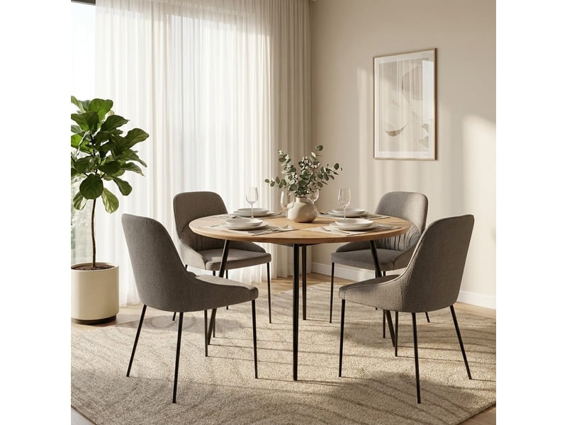  Lot de 4 chaises rembourrées en tissu facile à nettoyer harmony - gris clair  - Conforama B