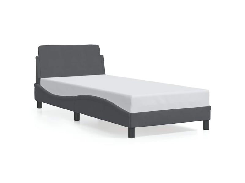  Lit simple- lit adulte -  cadre de lit dover gris foncé 80x200 cm velours  - Conforama A