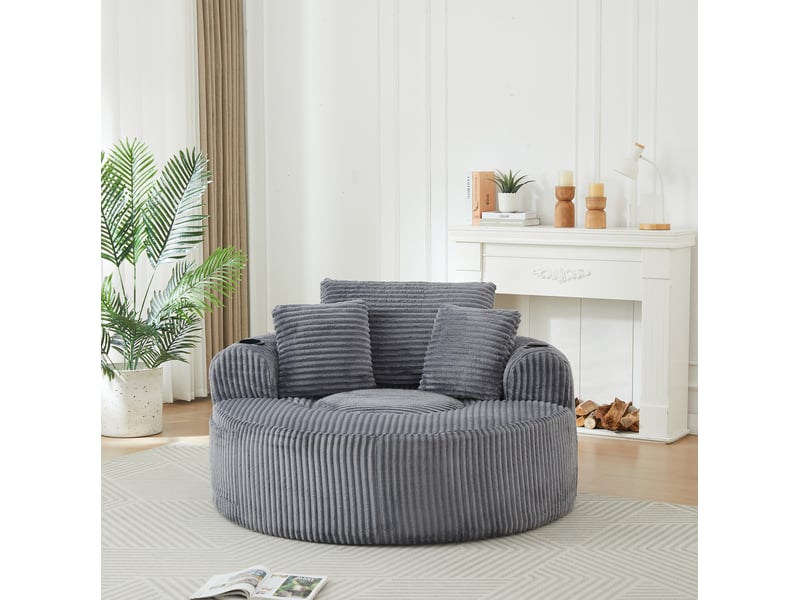  Canapé rond 1 place en velours côtelé avec porte-gobelets evryae  - Conforama D