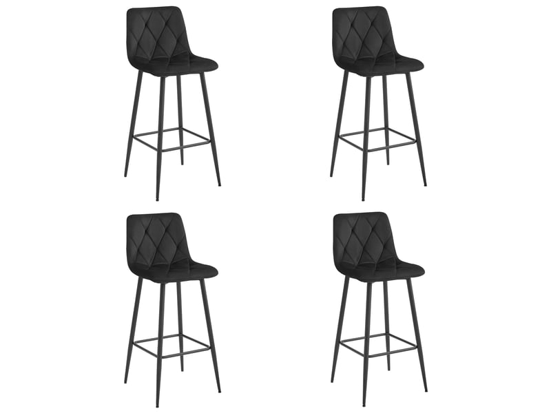  Tabouret de bar - leobert - nado - velours noirpieds noirs - lot de 4  - Conforama A