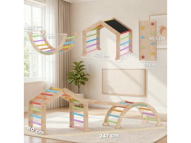 Triangle d’escalade multicolore pour enfants avec rampe réversible et toboggan - Conforama C