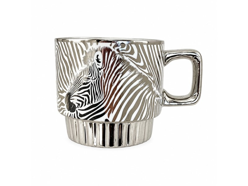  Mug en acier inoxydable, motif zèbre, argenté, 350 ml  - Conforama A
