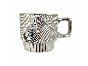 Mug en acier inoxydable, motif zèbre, argenté, 350 ml
