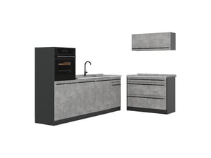 Vicco cuisine, bétonanthracite, 220cm plan de travail marbre