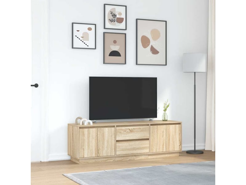  Meuble tv - banc tv - meuble de rangement avec lumières led chêne sonoma 160,5x41x50 cm  - Conforama D