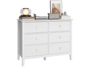 Commodebuffet à 6 tiroirs, meuble de rangement moderne pour salon, chambre, entrée, 100 x 40 x 78 cm, blanc