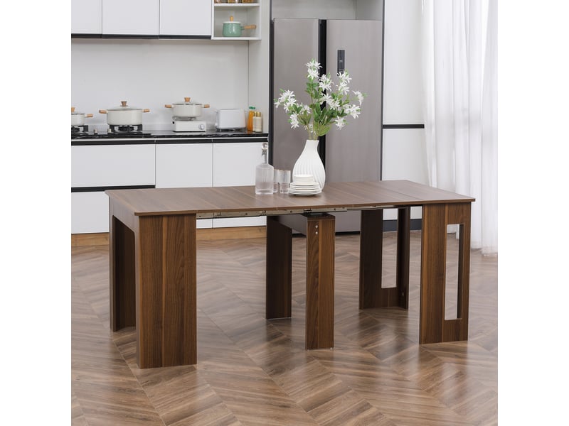  Table à manger extensible pour 4 à 6 personnes, table d'appoint multifonctionnelle pour bureau ou cuisine, 180 x 85 x 75 cm, marron  - Conforama D