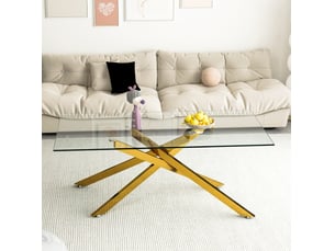 Table basse rectangulaire coloris doré DESMIU - 60 cmx120 cm