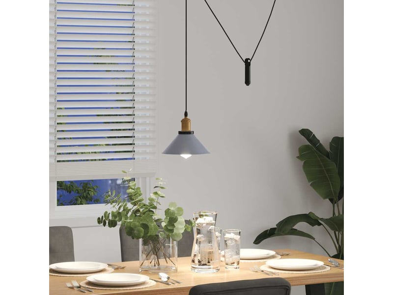 Lampe suspendue, suspension luminaire réglable hauteur e27 gris brillant ø 22cm métal - Conforama D