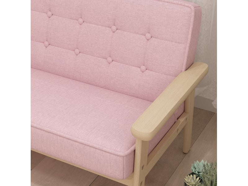  Canapé enfant 2 places 77 x 42 x 48 cm rose, bois et tissu, assise rembourrée de 3 à 15 ans  - Conforama E